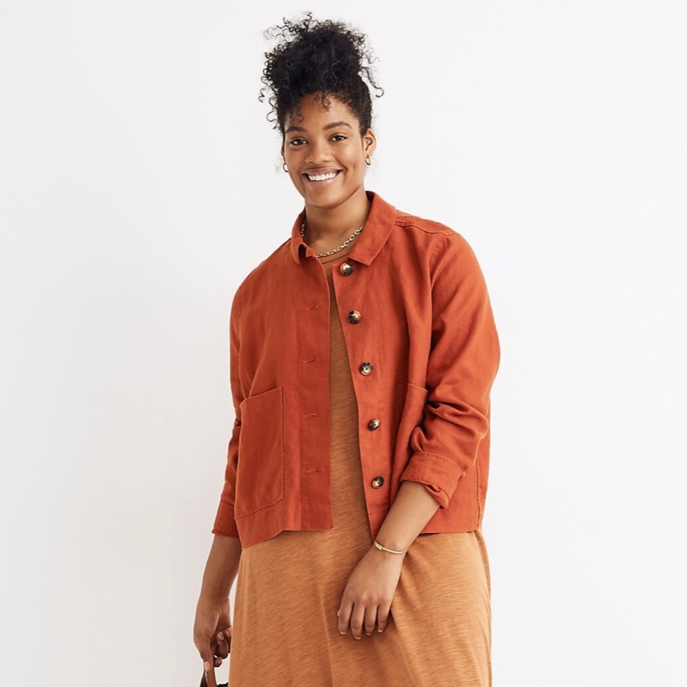 Madewell Linen Connor Cropped Chore Jacket